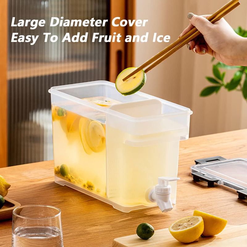 Photo 1 of 2 Pcs Drink Dispenser for Parties Beverage Lemonade Dispenser for Fridge 20 Disposable Cups Plastic 0.9 Gallon (3.5L) Cold Water Juice Containers with Leak-proof Spigot 