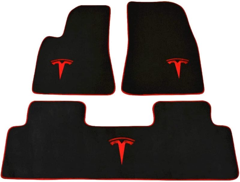Photo 1 of 
Fit for Tesla Model 3 Car Floor Mats Black Carpet Waterproof Non-Slip?Edge Red Black Add Red