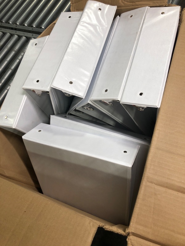 Photo 1 of Cardinal Economy 3-Ring Binders, 3", Slant-D Rings, Holds 725 Sheets, ClearVue Presentation View, Non-Stick, White case of 9