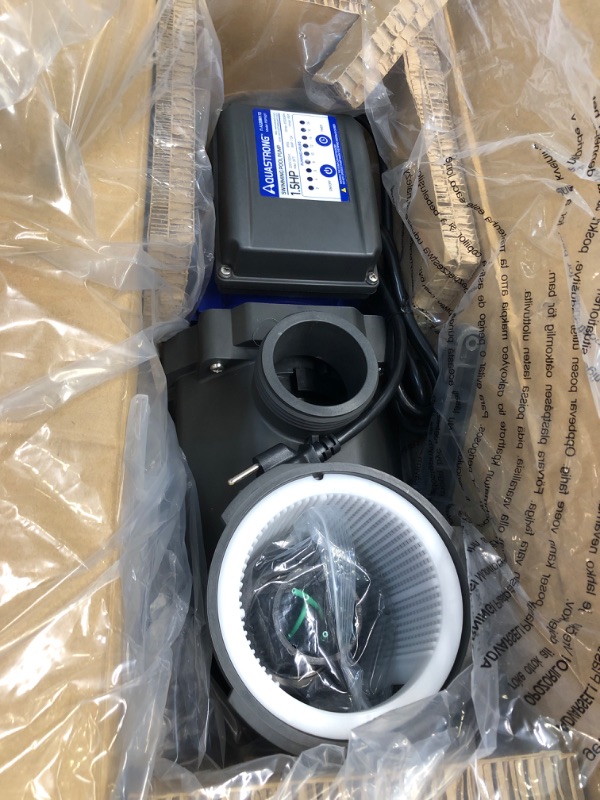 Photo 2 of Aquastrong 1.5 HP In/Above Ground Pool Pump with Timer, 220V, 8100GPH, High Flow, Powerful Self Primming Swimming Pool Pumps with Filter Basket
