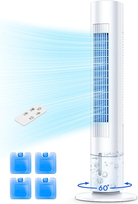 Photo 1 of BALKO Evaporative Air Cooler, 35-INCH Windowless Air Conditioner Portable for Room w/Removable Water Tank, Remote & 7H Timer, 60° Oscillation Swamp Cooler, Tower Cooling Fan for Bedroom Home Office