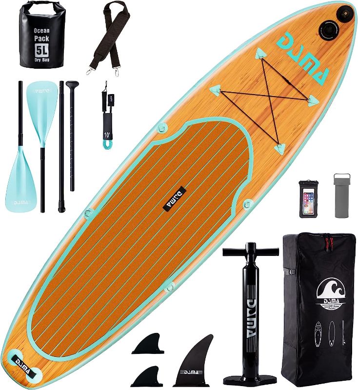 Photo 1 of DAMA 9'6"/10'6"/11' Inflatable Stand Up Paddle Board, Yoga Board, Camera Seat, Floating Paddle, Hand Pump, Board Carrier, Waterproof Bag, Drop Stitch, Traveling Board for Surfing