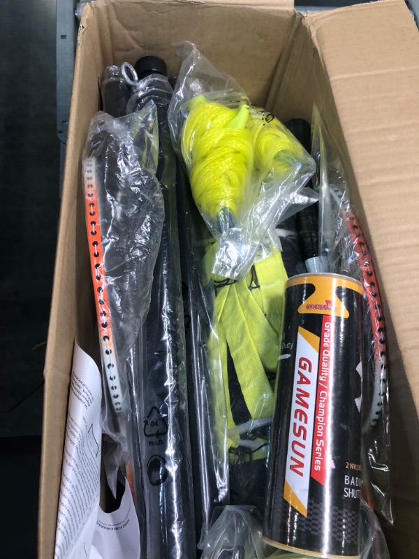 Photo 1 of Amazon Basics Outdoor Volleyball and Badminton Combo Set with Net