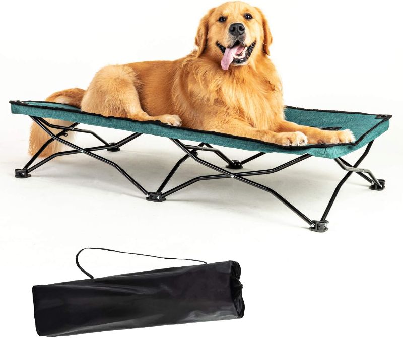 Photo 1 of YEP HHO Large Elevated Folding Pet Bed Cot Travel Portable Breathable Cooling Textilene Mesh Sleeping Dog Bed 47/54 Inches Long (47 Inch (Pack of 1), Green)