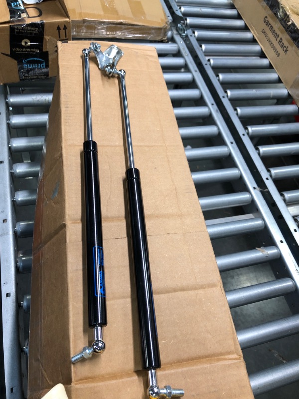 Photo 1 of 20 inch 200 LB Gas Prop Struts Shocks with L Mounting Brackets, 20" 889 N Lift-Support Gas Spring for Heavy-Duty Floor Hatch Trap Door Murphy Bed (Suitable Lid Weight: 185 - 220lbs), 2Pcs Set 200LB