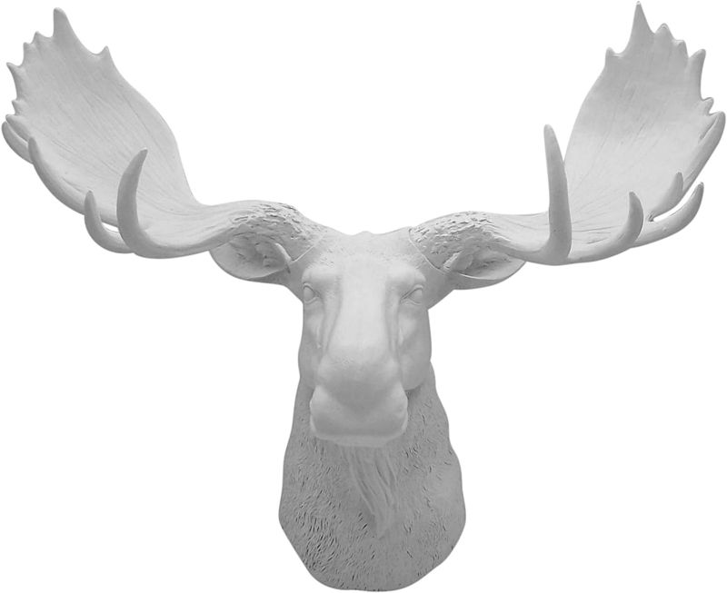 Photo 1 of White North American Moose Head Bust, Wall Mounted, 24 Inches Long