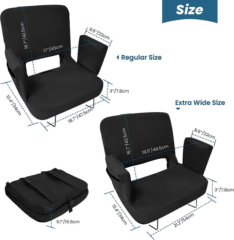 Photo 1 of TOPSKY Stadium Seat with Back Support 3 Reclining Positions, Wide Bleacher Seats with 2 Hook Picnic Seat