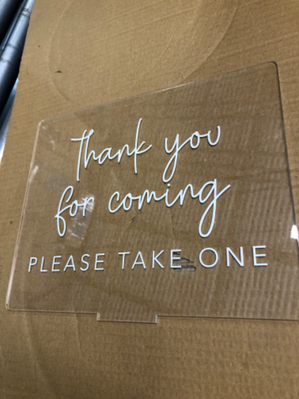 Photo 3 of 
Thank You For Coming, Please Take One - Wedding Favors Acrylic Sign (8"H x 10"W, Frosted Acrylic)