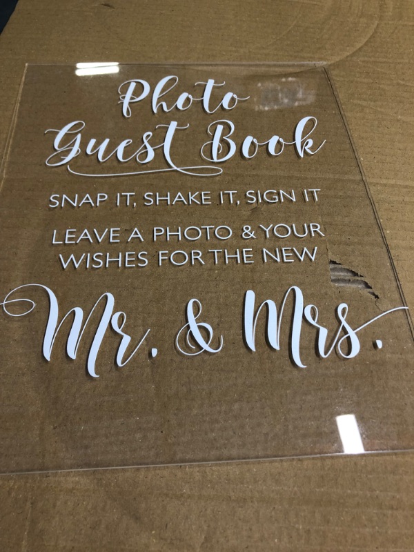 Photo 2 of 
Wedding Photo Booth Sign | Acrylic Wedding guest Book Sign-in | Clear Acrylic Sign with Stand | Handmade & Hand-Painted Sign Our Guestbook Message Sign (5x7, Clear