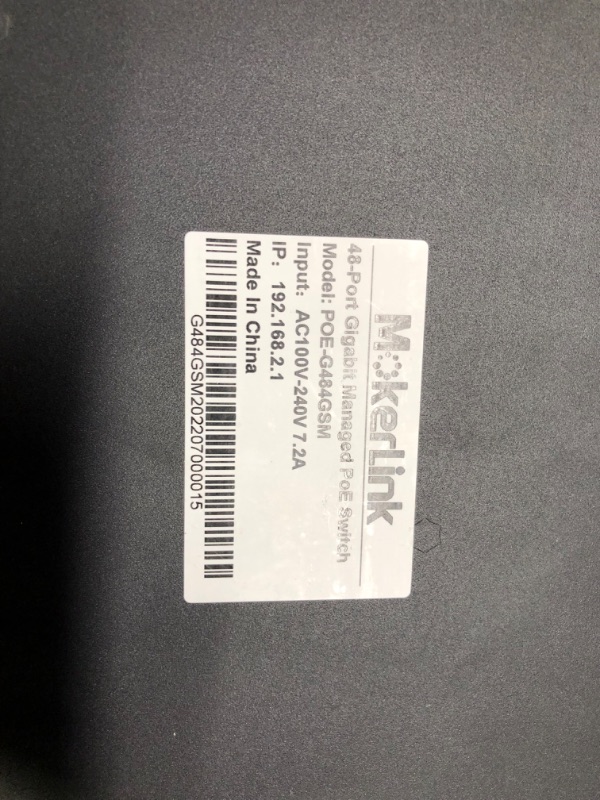 Photo 5 of MokerLink 48 Port PoE Gigabit Managed Switch, 4x1G SFP, IEEE802.3af/at/bt 600W, VLAN/Qos/PoE/Security Web/Cli L2 Managed Rackmount Switch
