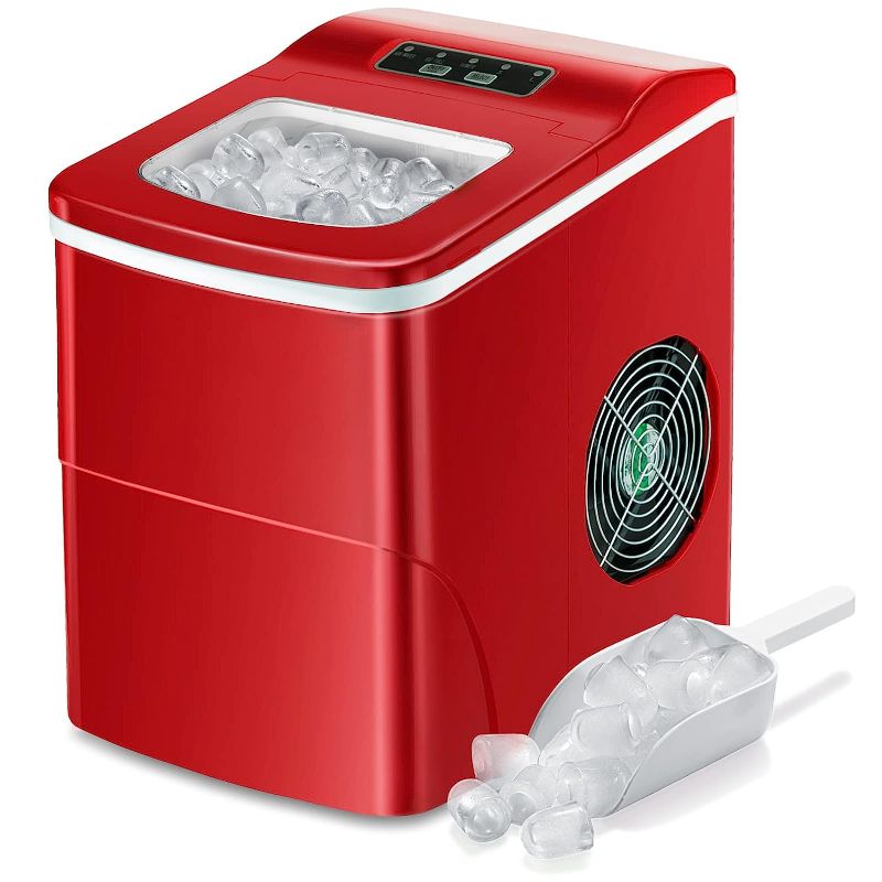 Photo 1 of AGLUCKY Counter top Ice Maker Machine,Compact Automatic Ice Maker,9 Cubes Ready in 6-8 Minutes,Portable Ice Cube Maker with Scoop and Basket,Perfect for Home/Kitchen/Office/Bar
