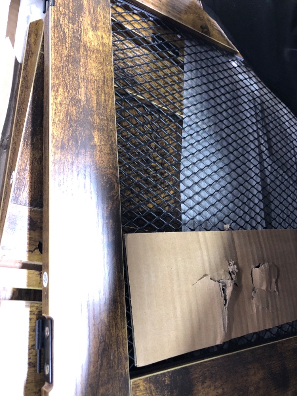 Photo 1 of Armocity Corner Dog Crate Furniture, Wooden Dog Crate End Table with Cushion, Indoor Use Dog Kennel with Removable Door, Dog House Dog Crates Cage Furniture for Small/Medium Dog, Rustic