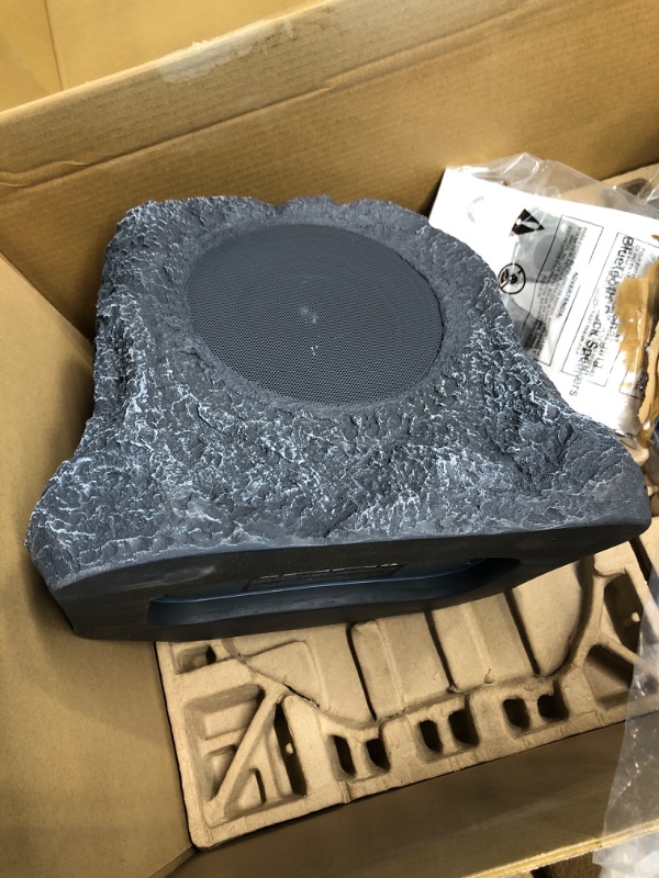 Photo 5 of Innovative Technology Outdoor Rock Speaker Pair - Wireless Bluetooth Speakers for Garden, Patio, Waterproof, Built for all Seasons & Solar Powered with Rechargeable Battery, Music Streaming - Charcoal