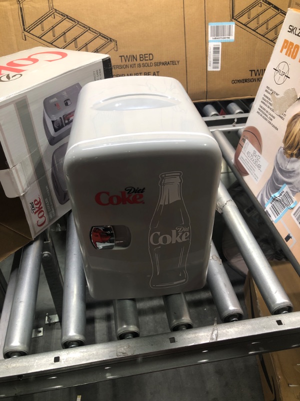 Photo 3 of Coca-Cola Diet Coke 4L Cooler/Warmer w/ 12V DC and 110V AC Cords, 6 Can Portable Mini Fridge, Personal Travel Refrigerator for Snacks Lunch Drinks Cosmetics, Desk Home Office Dorm, Gray