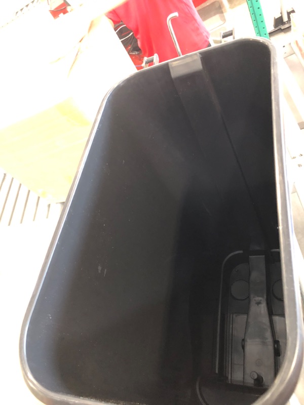 Photo 1 of Curver Alto 11 Gallon Resin Trash Can Waste Bin with Soft-Close Lid and Foot Pedal for Hands Free Operation, Black/Silver