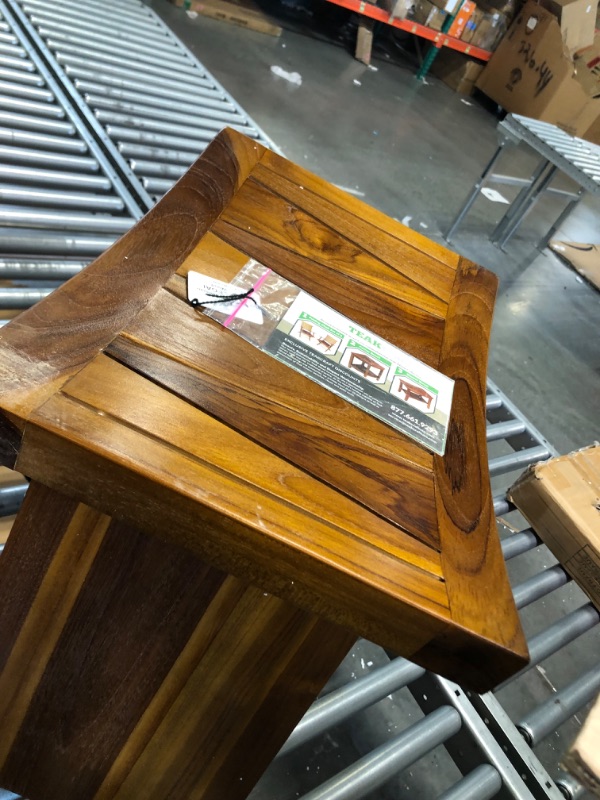 Photo 1 of TeakCraft Teak Shower Stool with Shelf – Water Resistant, Non-Slip Premium Indonesian Teak Wood Bath Seat Bench for Shower – Fully Assembled Wood Spa Bath Organizer Seat with Leveling Feet, The Randi