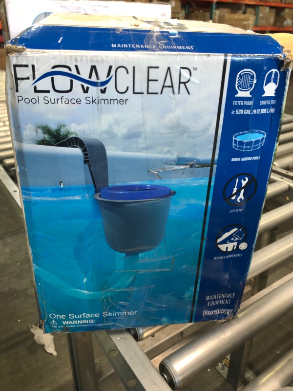 Photo 3 of Bestway Flowclear Wall Mount Surface Skimmer | Cleans Above Ground Pools | Attracts Floating Debris, One Size, Grey