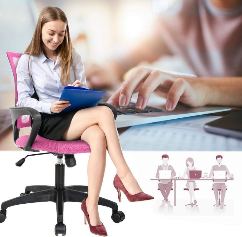 Photo 1 of Office Chair Desk Chair Mesh Computer Chair with Lumbar Support Executive Rolling Swivel Adjustable Home Mid Back Task Chair for Women Adults, Pink