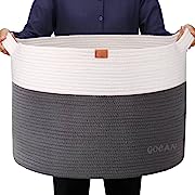 Photo 1 of 
GOCAN Extra Large Laundry Basket toy storage 22"X22"X14" blanket basket Cotton Rope Woven Baskets with Handles for Living Room (Grey/Beige) XXXLGOCAN Extra Large Laundry Basket toy storage 22"X22"X14" blanket basket Cotton Rope Woven Basket…