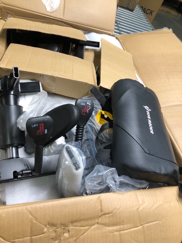 Photo 1 of VON RACER Massage Gaming Chair with Footrest - Racing Desk Office Chair with Retractable Footrest and 2D Armrests, High Back Ergonomic Leather Computer Chair(Classic Black)