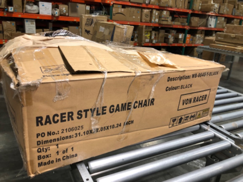 Photo 1 of VON RACER Massage Gaming Chair with Footrest - Racing Desk Office Chair with Retractable Footrest and 2D Armrests, High Back Ergonomic Leather Computer Chair(Classic Black)