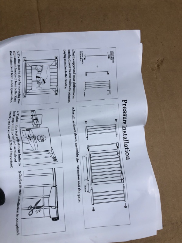 Photo 3 of aby Gate Easy Walk Thru Pressure/Hardware Mount Auto Close Black Metal Child Dog Pet Safety Gates 29.13in Tall for Top of Stairs,Doorways,Kitchen 