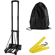 Photo 1 of 
Folding Luggage Cart, 4 Wheels Portable Luggage Carrier Hand Truck with Bungee Cords and Bag, Luggage Dolly for Travel Moving and Shopping Use, 88 lbs / 40kg Load CapacityFolding Luggage Cart, 4 Wheels Portable Luggage Carrier Hand Truck with Bungee Cord
