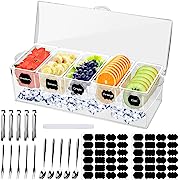 Photo 1 of 
DARCKLE 5 Compartment Condiment Server, Ice Chilled Condiment Containers with Hinged Lid Chilled Caddy with 5 Removable Dishes and 15 Pieces Stainless Steel Serving Tongs Serving Spoons Fruit ForksDARCKLE 5 Compartment Condiment Server, Ice Chilled Condi