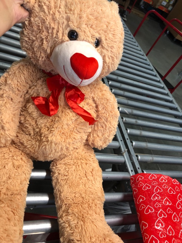 Photo 5 of MaoGoLan Giant Big Love Teddy Bear 35" Stuffed Valentines Day Bear with Heart for Girlfriend Brown 35 inches