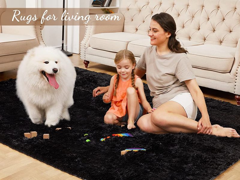 Photo 1 of  8x10 Area Rugs Black Super Soft Fluffy Upgrade Sponge Non-Slip No Shedding for Living Room Bedroom Girls/Boys Room Dorm Playroom Lounge Home Decor
