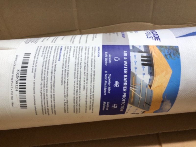 Photo 1 of Barricade House Wrap Plus 3' x 150' Roll - Ultimate Protection Against Wind, Air & Moisture