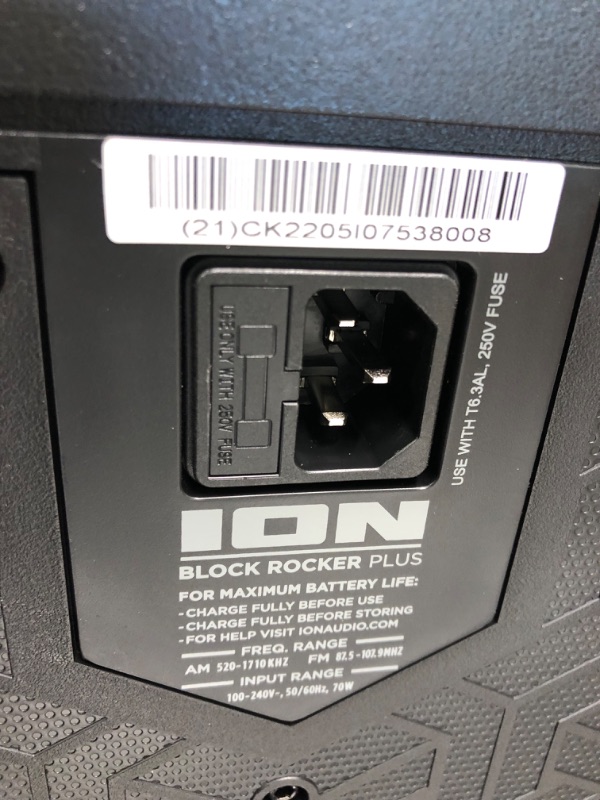 Photo 4 of 
ION Block Rocker Plus - 100W Bluetooth Outdoor Speaker with Rechargeable Battery, Karaoke Microphone, Radio, Wheels, Telescopic Handle & USB Charging