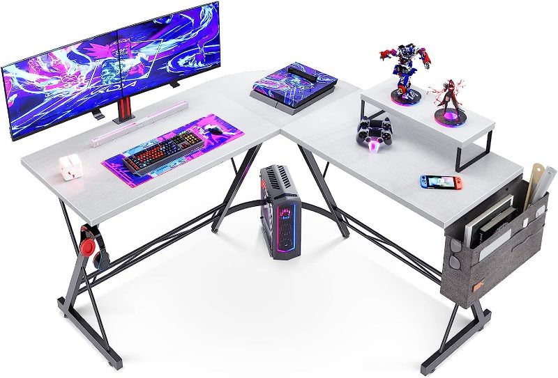 Photo 1 of Casaottima L Shaped Gaming Desk, Home Office Desk with Round Corner, Computer Desk with Large Monitor Stand Desk Workstation
