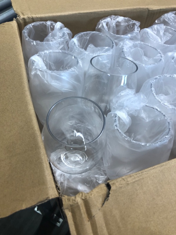 Photo 1 of 36 Pack Plastic Stemless Wine Glasses Disposable 12 Oz Clear Plastic Wine Cups Shatterproof Recyclable 
