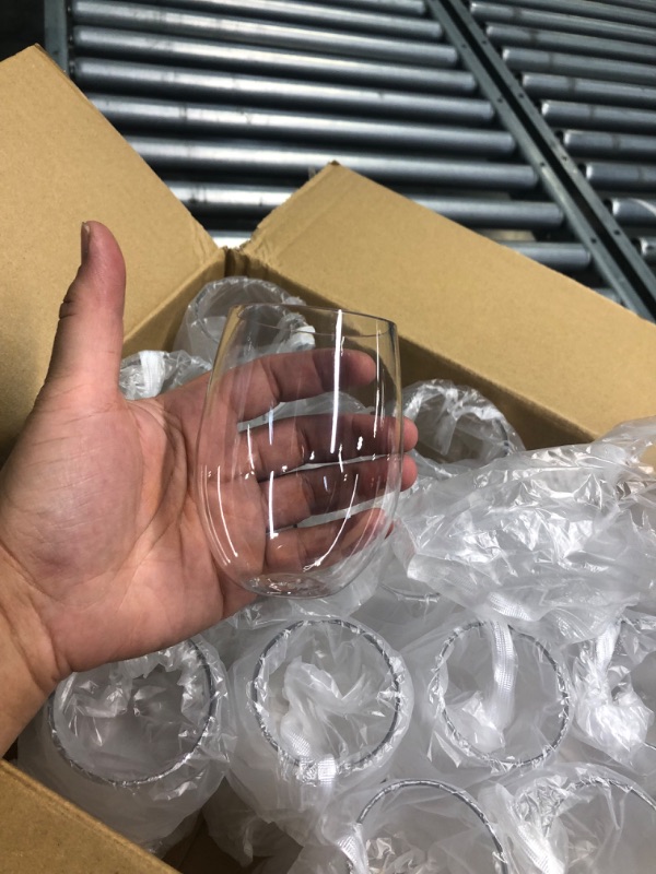 Photo 1 of 36 Pack Plastic Stemless Wine Glasses Disposable 12 Oz Clear Plastic Wine Cups Shatterproof Recyclable 
