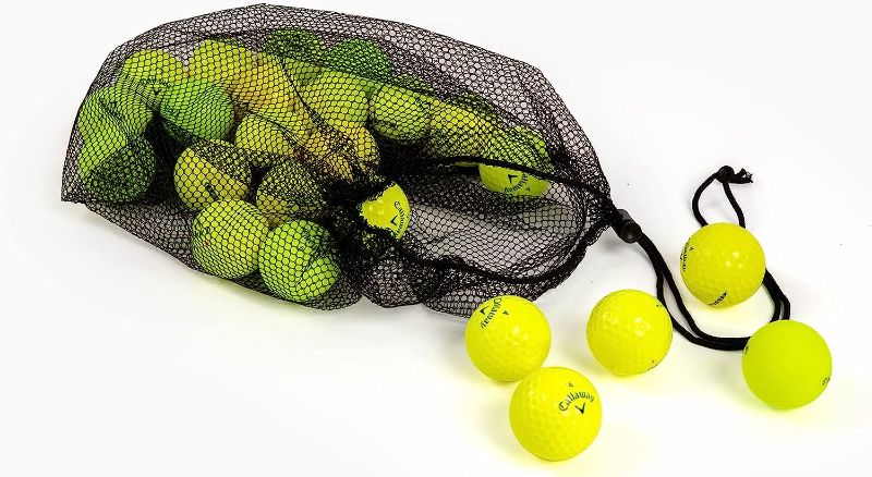 Photo 1 of Clean Green Golf Balls 12 Golf Ball Mix of Recycled Yellow Color Used Golf Balls Good Condition
