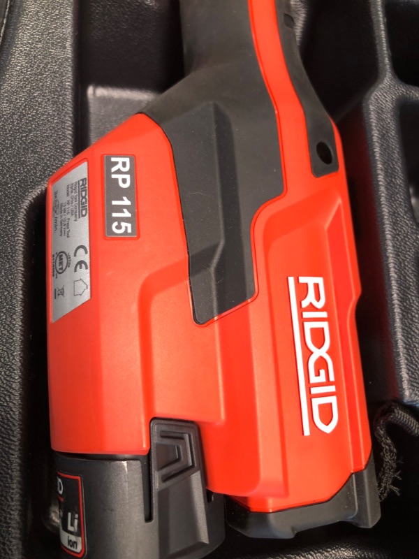 Photo 6 of RIDGID 72553, RP 115 Mini Press Tool Kit with 1/2" - 3/4" ProPress Jaws and Carrying Case & 55183 12V Li-Ion Battery
NO BATTERY