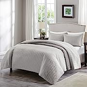 Photo 1 of 
Comfort Spaces Kienna Quilt Set-Luxury Double Sided Stitching Design Summer Blanket, Lightweight, Soft, All Season Bedding Layer, Matching Sham, Gray, Coverlet Twin/Twin XL(66"x90" 4 PILLOW CASES