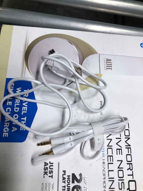 Photo 1 of Altec Lansing Comfort Q+ Bluetooth Headphones, Active Noise Cancellation, Comfortable, Quite, Noise Cancelling Headphone, Up to 26 Hours of Playtime, 30 Ft. Wireless Range, White/Cream