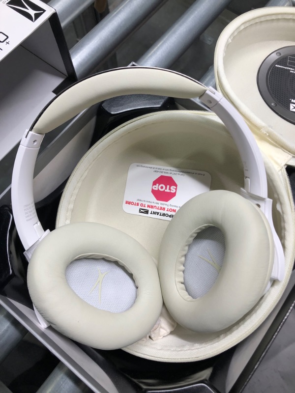 Photo 6 of Altec Lansing Comfort Q+ Bluetooth Headphones, Active Noise Cancellation, Comfortable, Quite, Noise Cancelling Headphone, Up to 26 Hours of Playtime, 30 Ft. Wireless Range, White/Cream