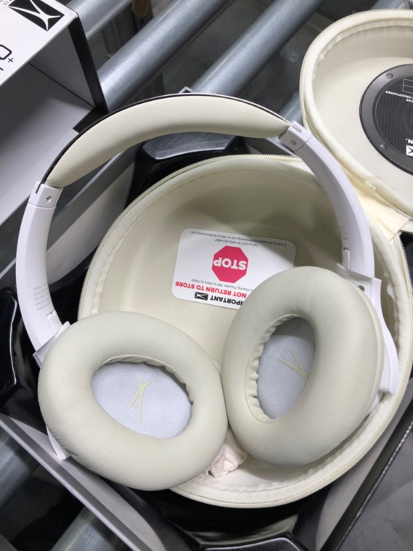 Photo 1 of Altec Lansing Comfort Q+ Bluetooth Headphones, Active Noise Cancellation, Comfortable, Quite, Noise Cancelling Headphone, Up to 26 Hours of Playtime, 30 Ft. Wireless Range, White/Cream