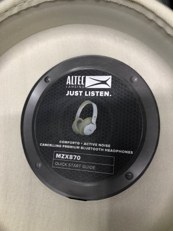 Photo 1 of Altec Lansing Comfort Q+ Bluetooth Headphones, Active Noise Cancellation, Comfortable, Quite, Noise Cancelling Headphone, Up to 26 Hours of Playtime, 30 Ft. Wireless Range, White/Cream