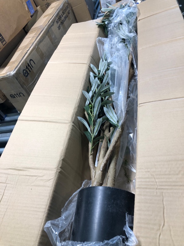 Photo 1 of 7.6FT (92'') Olive Tall Skinny Artificial Plants for Home Indoor, Fake Potted Olive Silk Tree for Modern Home Office Living Room Floor Decor Indoor