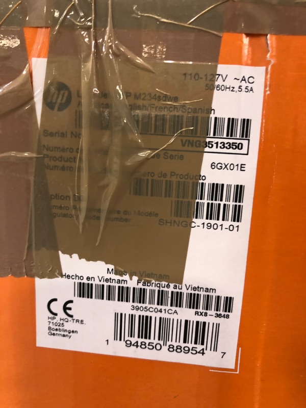 Photo 1 of HP LaserJet MFP M234sdwe Wireless Black and White All-in-One Printer with built-in Ethernet & fast 2-sided printing, HP+ and bonus 6 months Instant Ink (6GX01E)