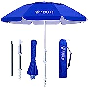 Photo 1 of AMMSUN 6.5ft Twice Folded Portable Beach Umbrella with Sand Anchor Windproof,Push Butt…