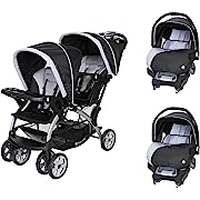 Photo 1 of Baby Trend Sit N Stand Easy Fold Travel Double Baby Stroller and 2 Single Infant Car Seats Travel…