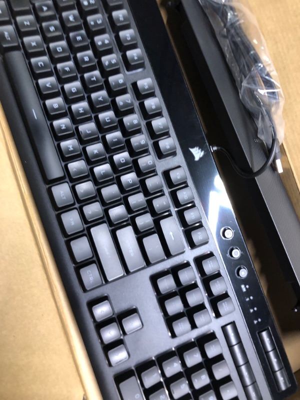 Photo 5 of Corsair K55 RGB PRO XT - Dynamic Per-Key RGB Backlighting - Six Macro Keys with Elgato Stream Deck Software Integration - IP42 Dust and Spill-Resistant - Detachable Palm Rest - Media and Volume Keys