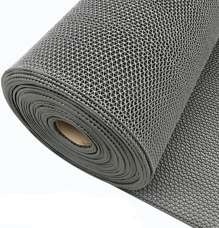 Photo 1 of  Flooring Mats Commercial Anti-Fatigue Rubber Matting 3x10 Ft Heavy Duty Non-Slip Floor Mats for Swimming Pool Shower Room Bathroom Garage Kitchen Patio,Gray/Grey,0.9×3M
