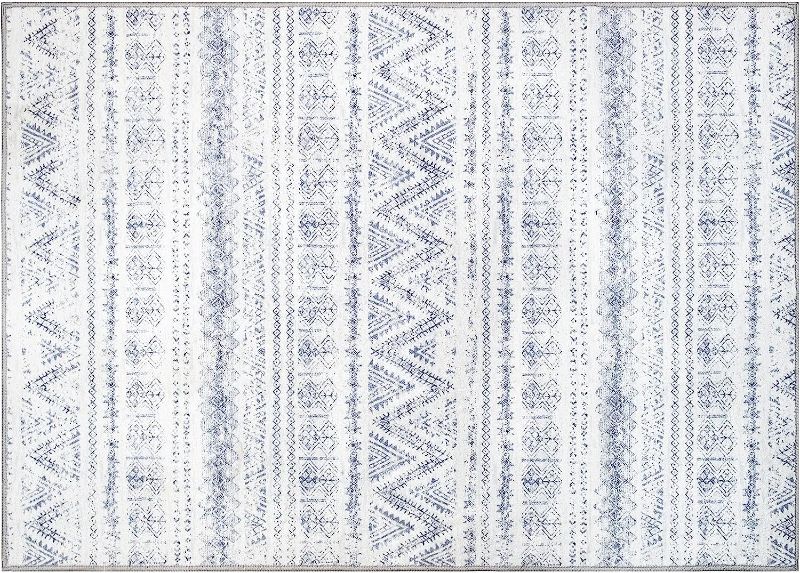 Photo 1 of 5x7 Area Rugs for Living Room Large Area Rug Non Slip Washable Rug 5x7 Moroccan Rug for Bedroom Boho Rug Modern Blue Area Rug Accent Rugs
