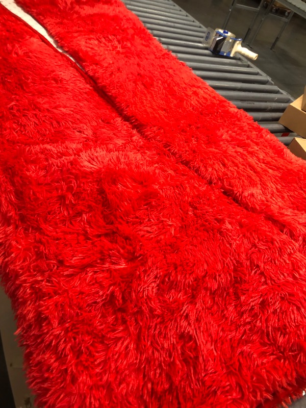 Photo 5 of  Red Rug 3x5 Feet - Fluffy Red Area Rugs for Bedroom Shaggy 3' X 5' Living Room Rug Soft Rugs for Kids Room Non-Slip Nursery Office Dorm Washable Carpets Home Decor
